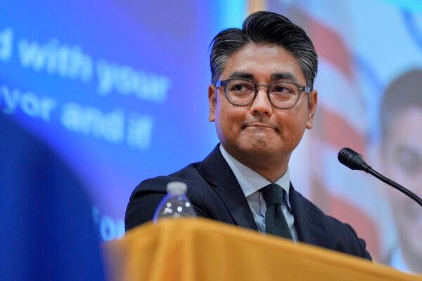 Mayor Aftab Pureval participates in a candidate forum hosted by the Cincinnati NAACP in Cincinnati on April 15, 2025. (Carolyn Kaster/AP Photo)