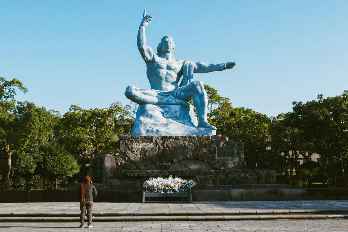 The Nagasaki Peace Statue in Nagasaki Peace Park. (Tayawee Supan/Unsplash)