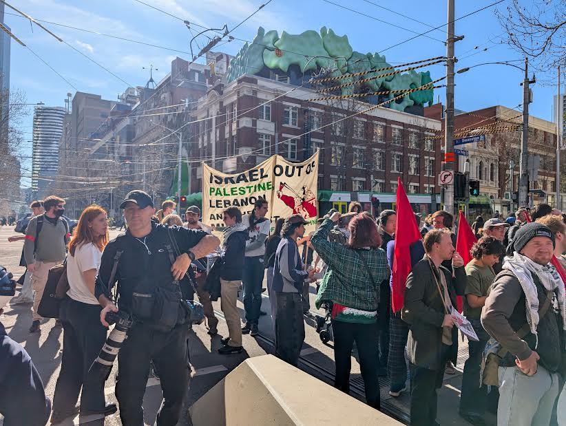 Several pro-Palestine supporters attended a rally outside the State Library in the Melbourne CBD, Australia on Aug. 3, 2025. (Josh Spasaro/The Epoch Times).