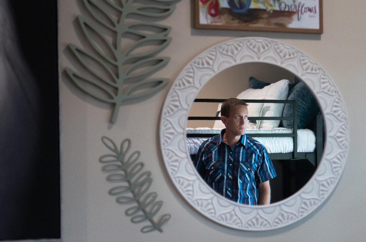 Orange County Rescue Mission CEO Bryan Crain looks at an updated dorm area at the Double R Ranch facility in Silverado Canyon, Calif., on July 23, 2025. (John Fredricks/The Epoch Times)