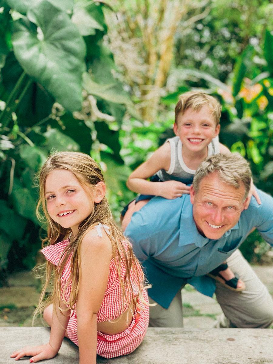 Dave Harvilicz, co-founder of Hopscotch TV, with his children Penny, 9, and Leo, 7. (Courtesy of Dave Harvilicz)