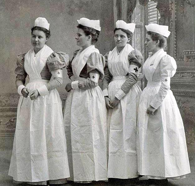 While the nurses Nightingale trained would have been British, these American Red Cross Nurses of three decades later were likely instructed to employ Nightingale's now-widely accepted hygiene techniques. (Public Domain)