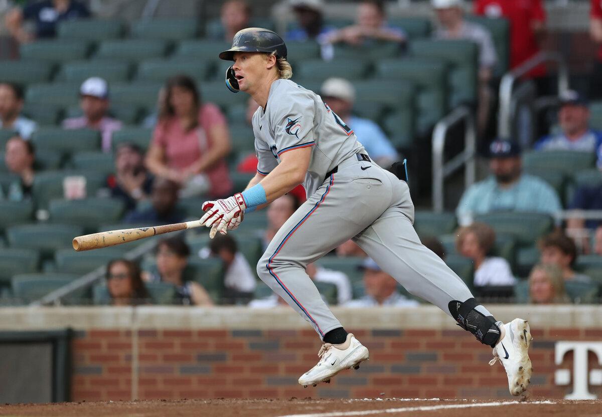 Hard to Believe? For the Miami Marlins, the Wild Card Is Within Reach 2 Kyle Stowers of the Miami Marlins hits a single in the second inning against the Atlanta Braves at Truist Park in Atlanta on Aug. 7, 2025. (Kevin C. Cox/Getty Images)
