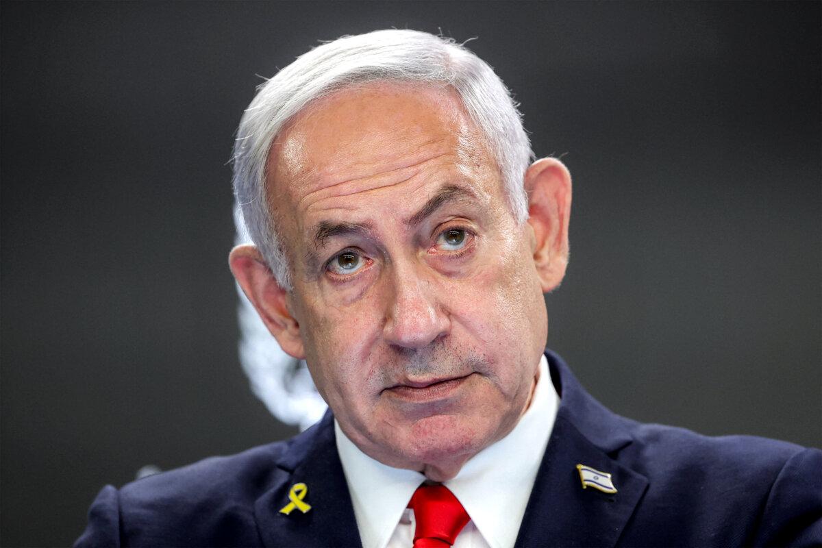Israel's Prime Minister Benjamin Netanyahu gives a press conference at the prime minister’s office in Jerusalem on Aug. 10, 2025. (ABIR SULTAN/POOL/AFP)