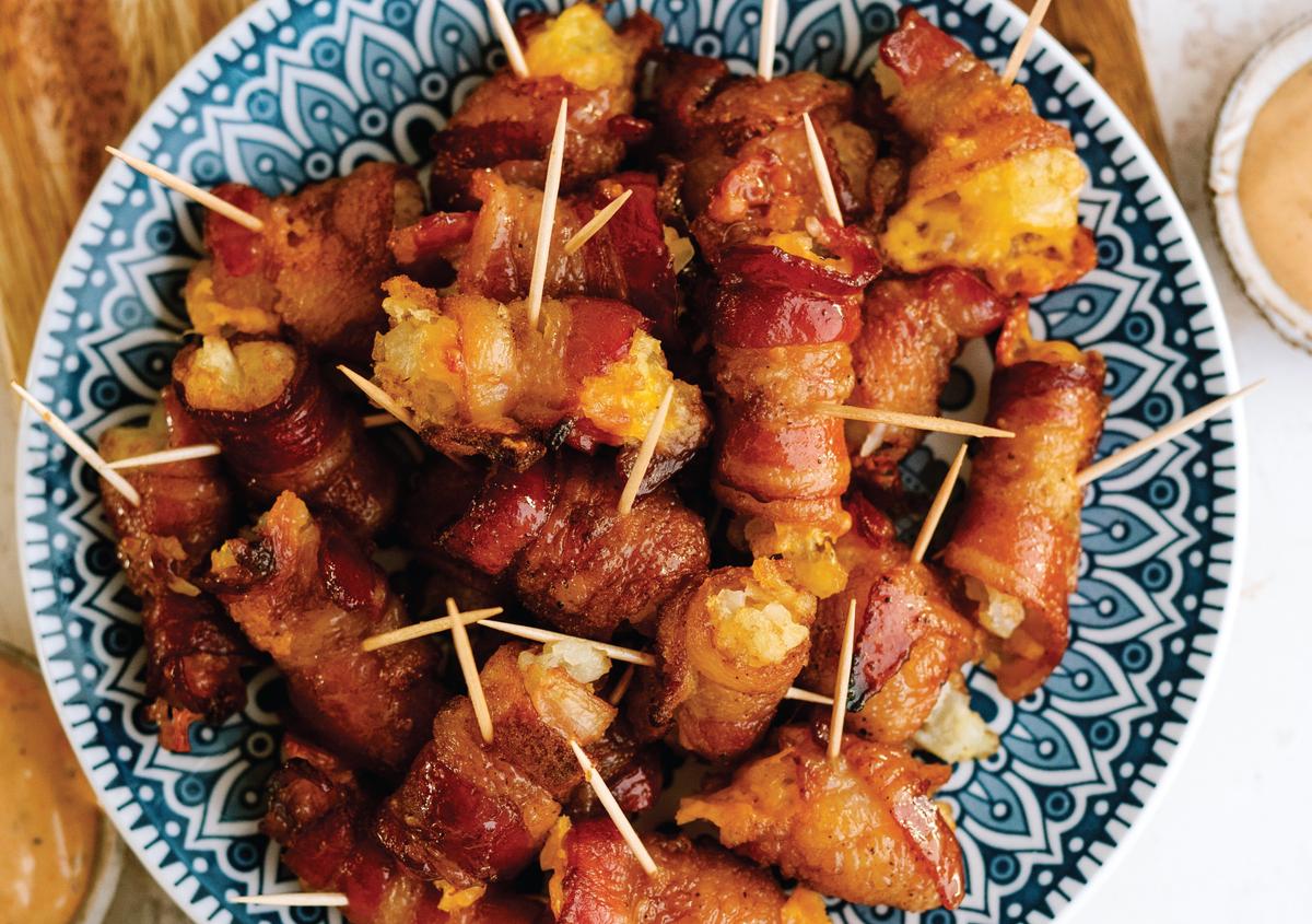 Bacon-Wrapped Tater Tots With Dipping Sauce