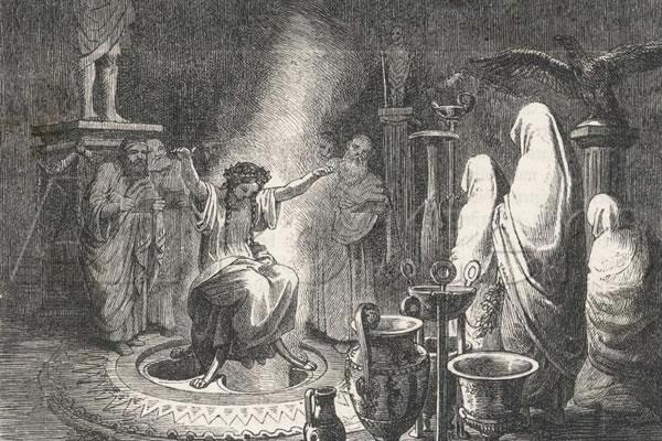 "The Oracle of Delphi Entranced" by Heinrich Leutemann. (Public Domain)