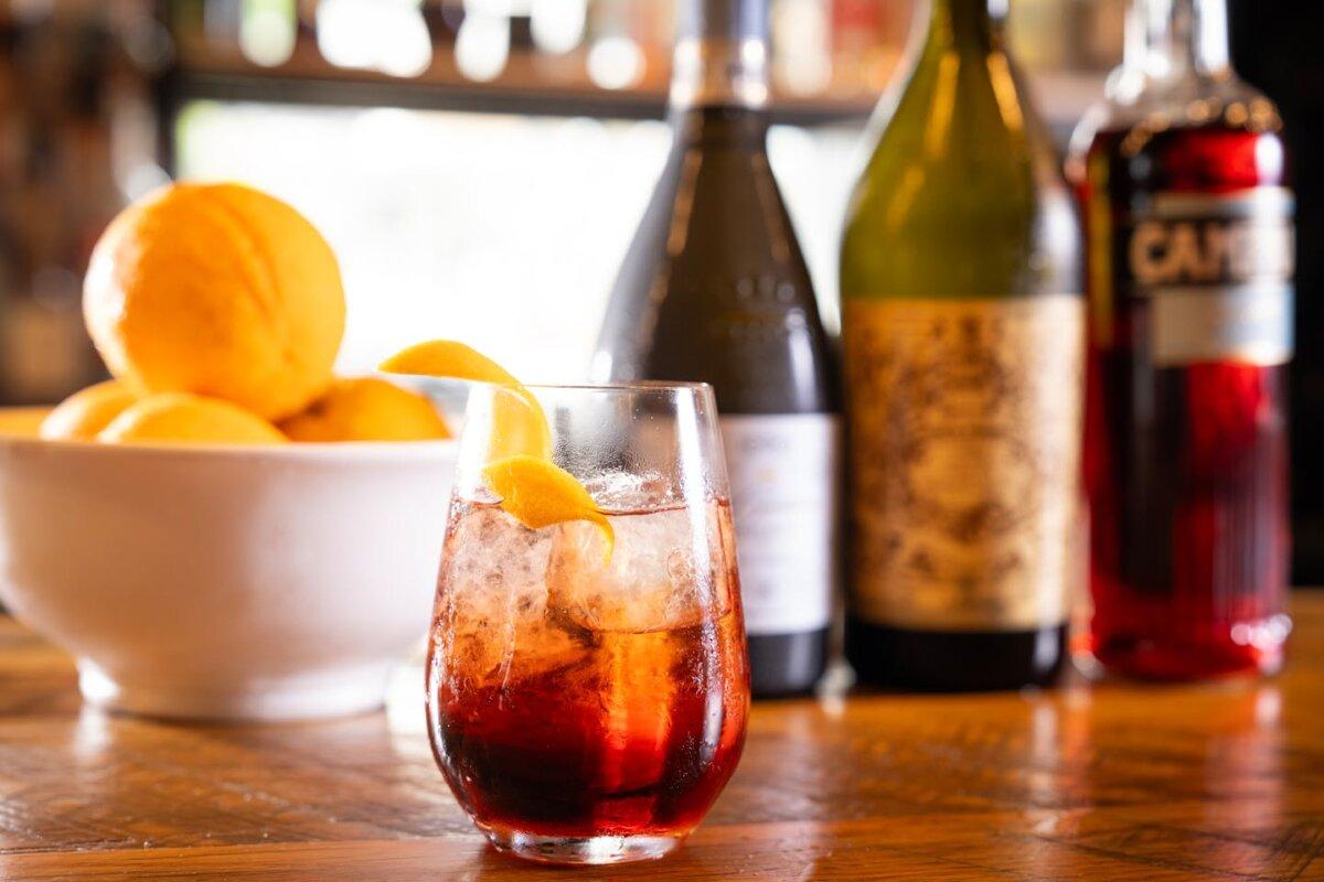 The Negroni Sbagliato, made with sweet vermouth, Campari, and topped with prosecco and an orange twist, at Italian Eatery in Minneapolis. (Leila Navidi/The Minnesota Star Tribune/TNS)