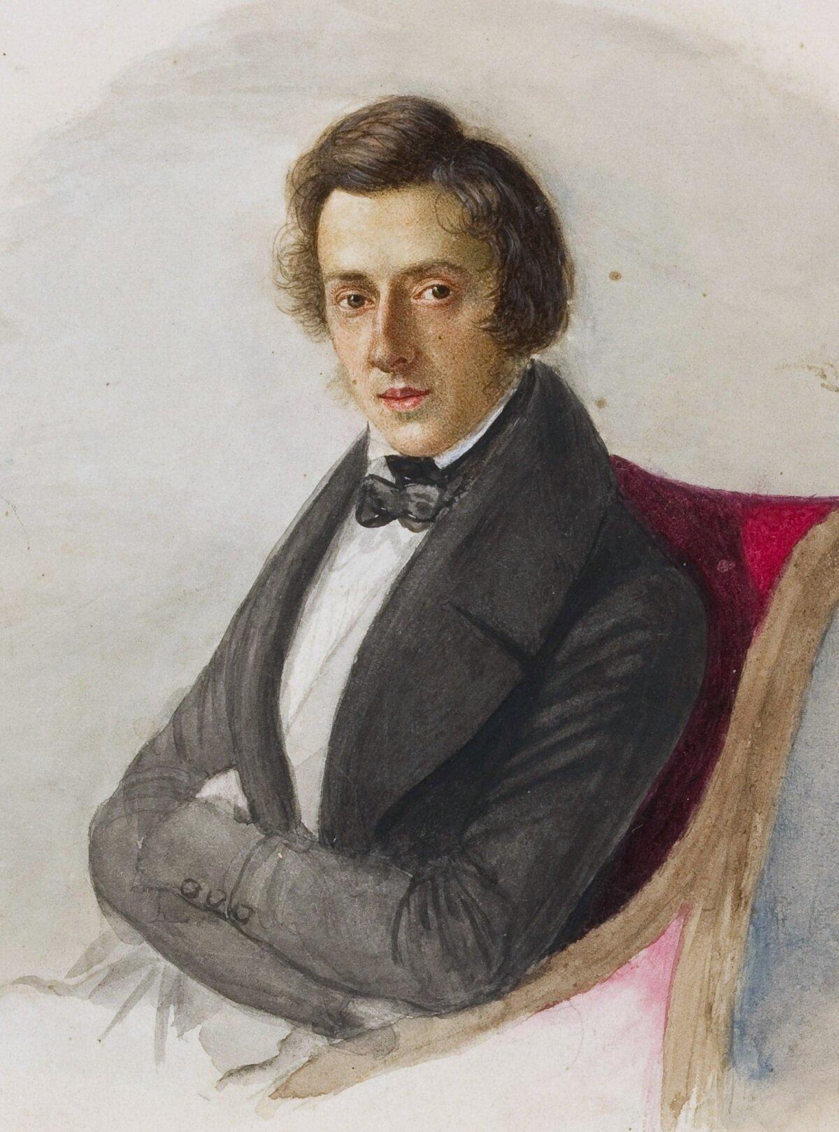 Watercolor portrait of Polish composer Frederic Chopin was painted by then-16-year-old Maria Wodzinska. (Public Domain)