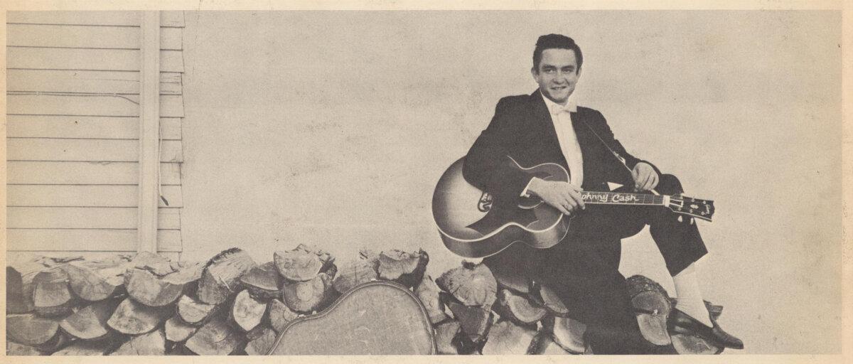A photograph of Johnny Cash from his second studio album "The Fabulous Johnny Cash," 1958. Internet Archive. (Public Domain)