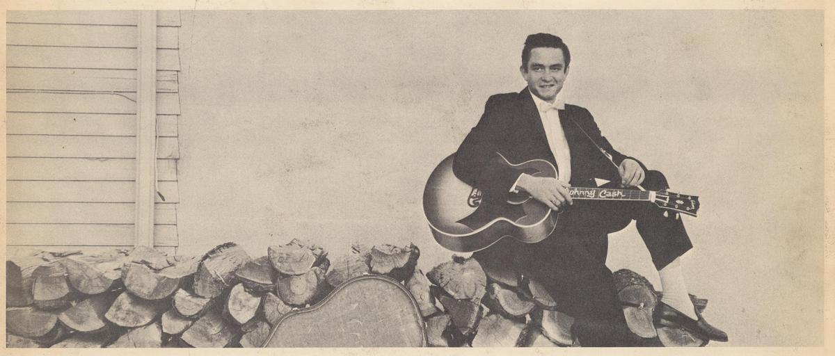 A photograph of Johnny Cash from his second studio album "The Fabulous Johnny Cash," 1958. Internet Archive. (Public Domain)