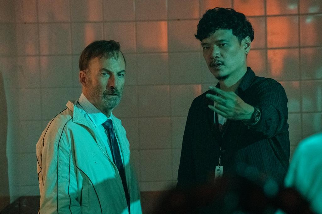 Bob Odinkirk with director Timo Tjahjano on the set of "Nobody2." (Universal Pictures.)