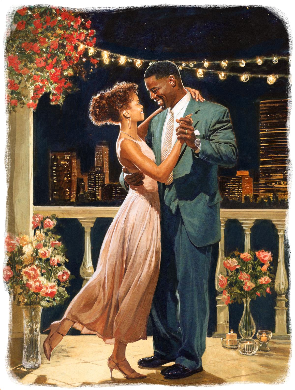 Dressing up and transforming your home with lighting and beautiful details can make a date feel like a special occasion. (Biba Kajevich. This digital illustration was drawn by hand, not with artificial intelligence.)