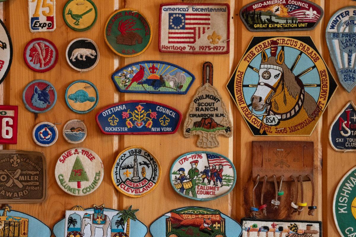 Boy Scout badges from past visitors are up in the outfitters building. (Richard Tsong-Taatarii/The Minnesota Star Tribune/TNS)