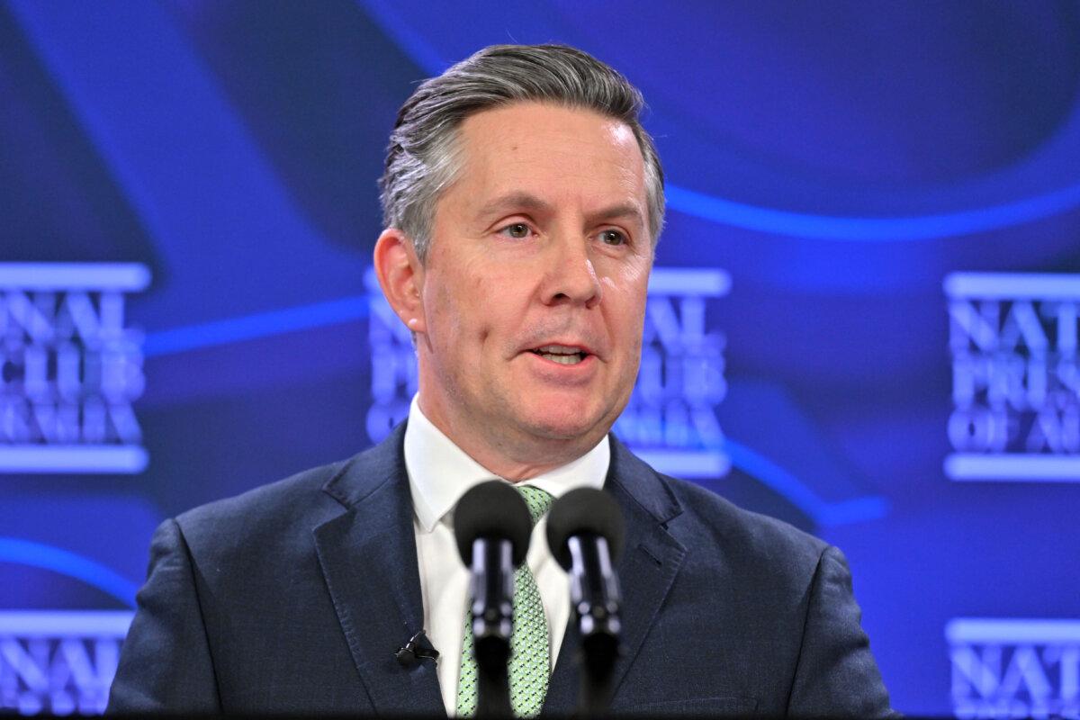 Minister for Health Mark Butler at the National Press Club in Canberra, Australia on Aug. 20, 2025. (AAP Image/Mick Tsikas)