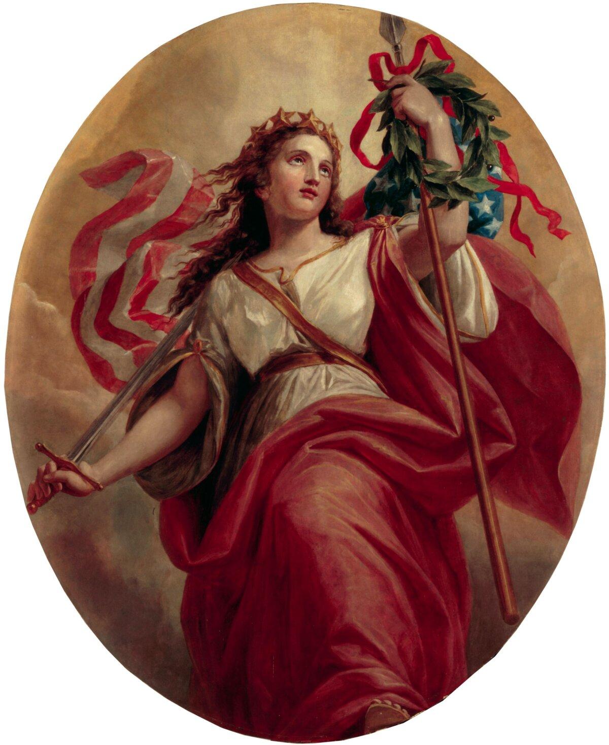 Constantino Brumidi's 1869 depiction of Liberty was mounted in the ceiling of the White House entrance hall. White House Historical Association. (Public Domain)