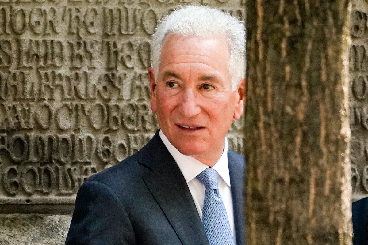 Charles Kushner arrives for the funeral of Ivana Trump, in New York on July 20, 2022. (John Minchillo/AP)