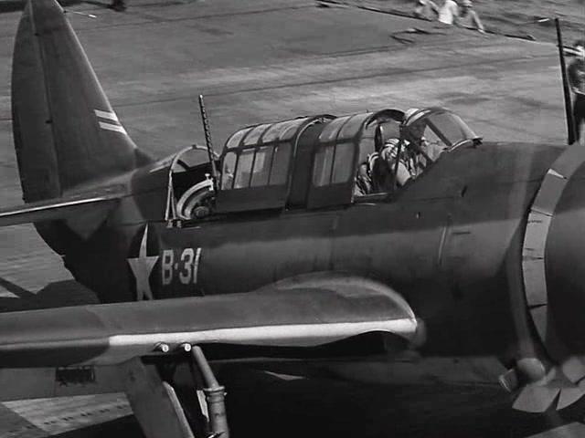 A Navy bomber sits on the carrier USS Yorktown, in “Wing and a Prayer.” (20th Century Fox)