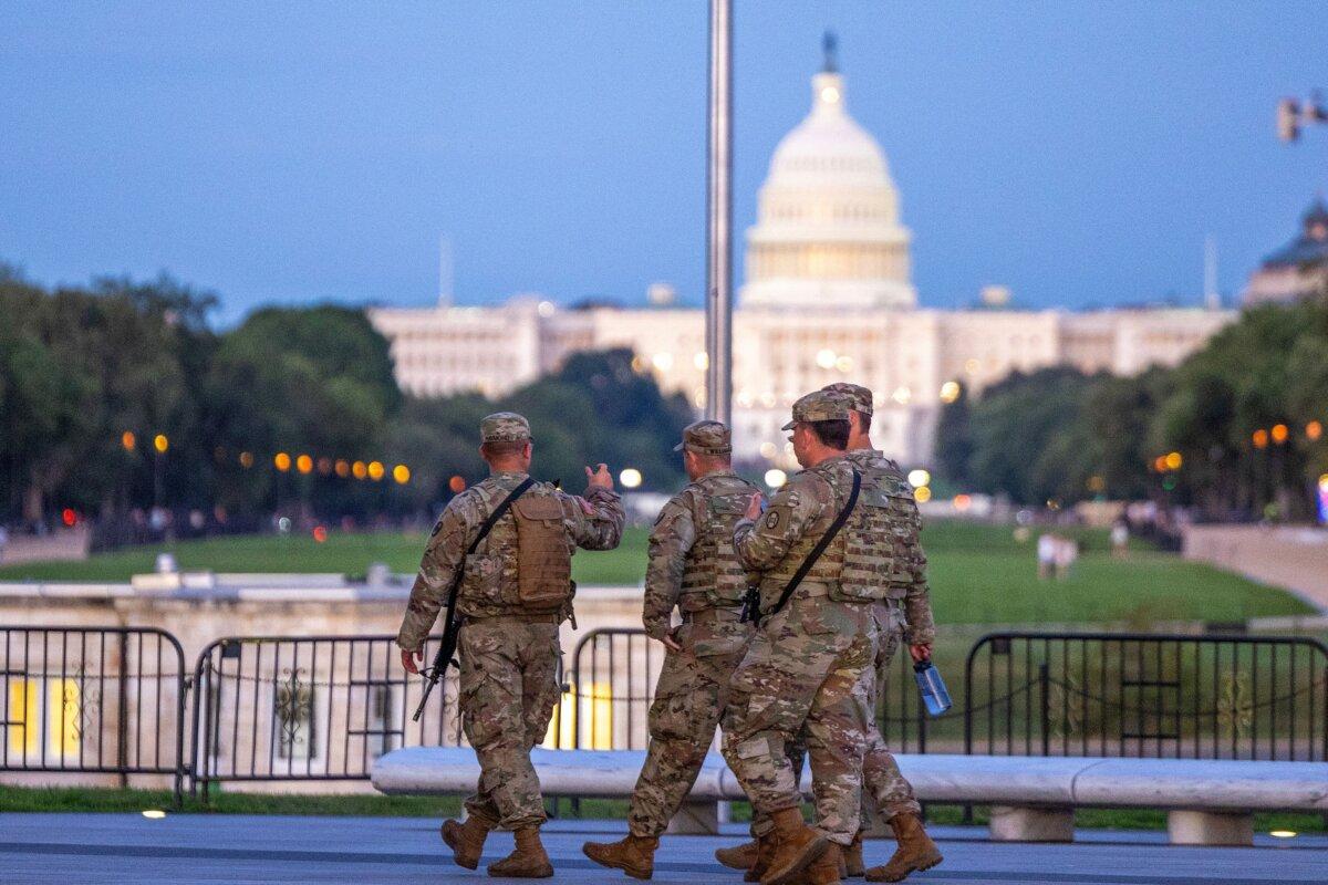 National Guard members patrol Washington on Aug. 25, 2025. (Tasos Katopodis/Getty Images)