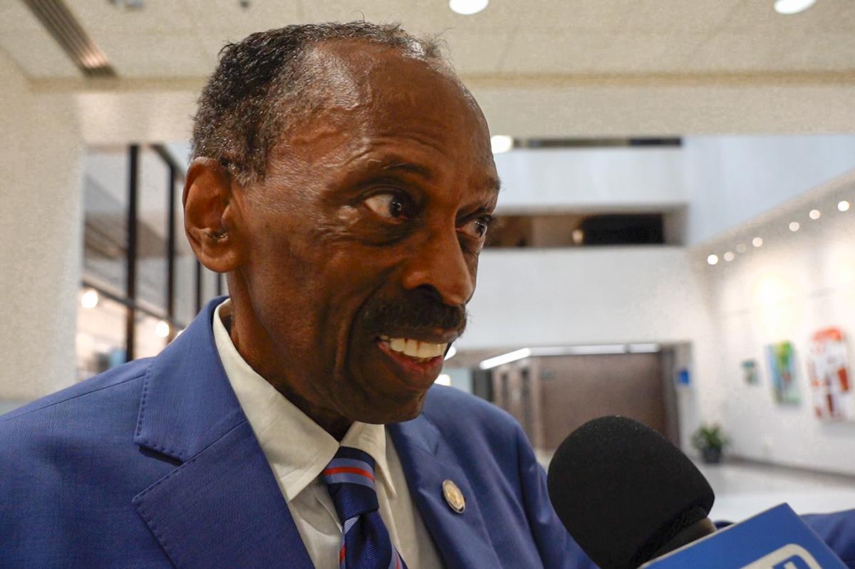 Councilman Penrose Hollins attends the New Castle County Council meeting, where Resolution No. 25-151 supporting Falun Gong practitioners’ religious freedom was passed, in Delaware on Aug. 26, 2025. (Jennifer Yang/The Epoch Times)