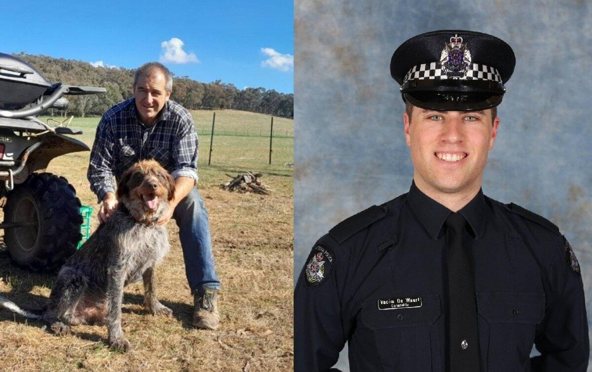 A combined image of deceased Victoria Police officers, Leading Constable Neal Thompson and Senior Constable Vadim De Waart, who were killed during a shooting at Porepunkah in Victoria's northeast in Australia. (Courtesy of Victoria Police)