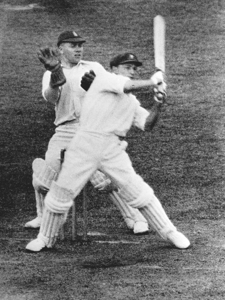 This picture shows Australian cricketer Donald Bradman in action in Leeds 25 July 1938. Bradman, acknowledged as the world's greatest ever cricketer, died 25 February 2001 in Adelaide at the age of 92. (J.R.LOKE/NEWS LTD/AFP via Getty Images)