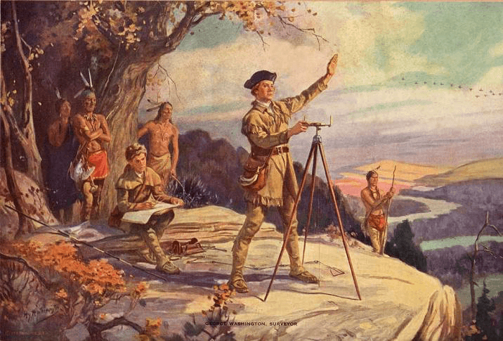 "George Washington, surveyor," 1948, by Henry Hintermeister. Print from painting. (Public Domain)