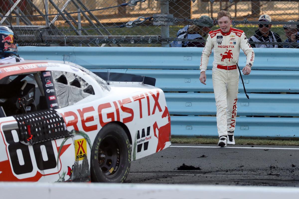 NASCAR’s Connor Zilisch Falls Off Car, Breaks Collarbone