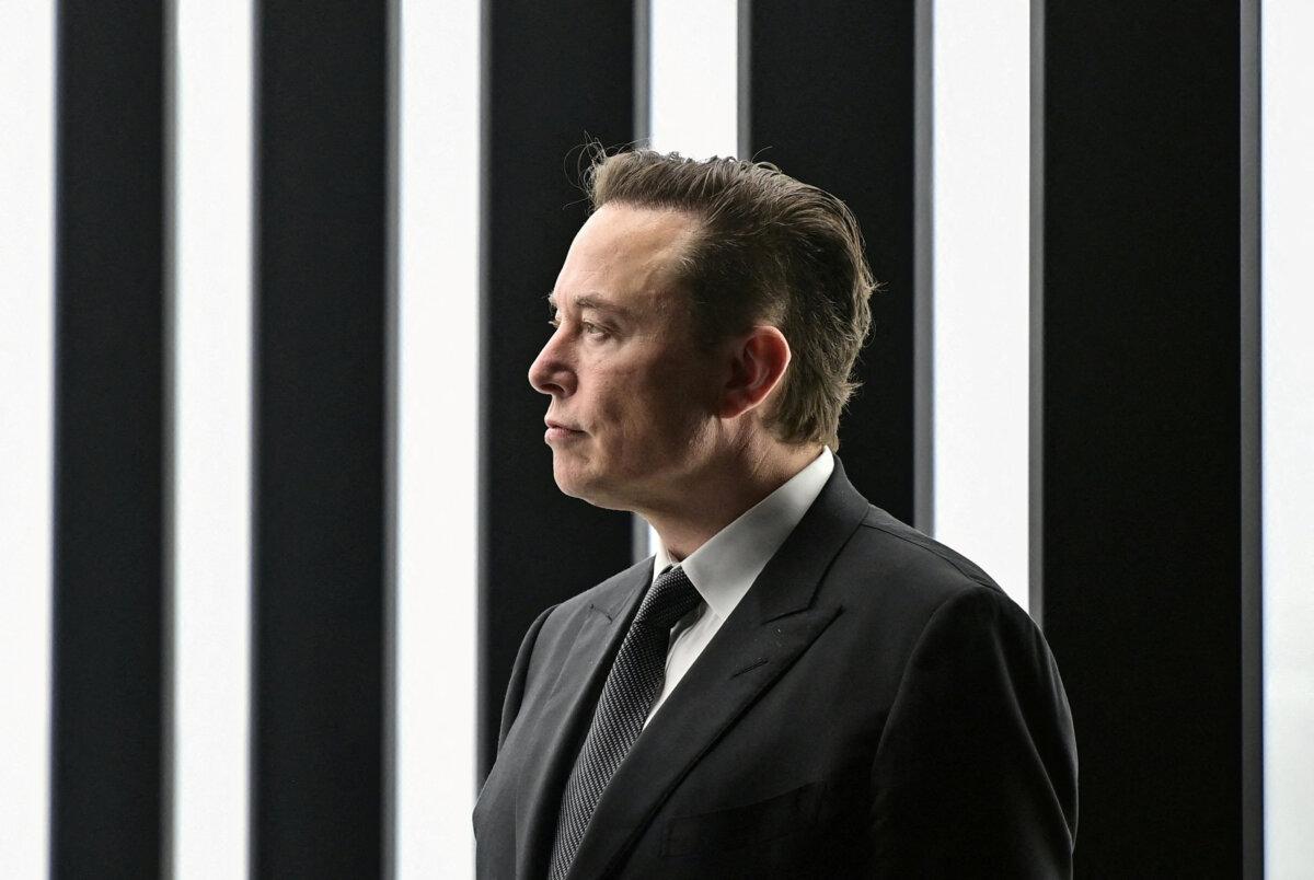 Elon Musk attends the opening ceremony of the new Tesla Gigafactory for electric cars in Gruenheide, Germany, on March 22, 2022. (Patrick Pleul/Reuters)