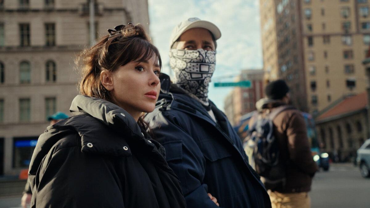Dede Bandaid and Nitzan Mintz (masked) in New York City, in "Torn." (Nim Shapira)