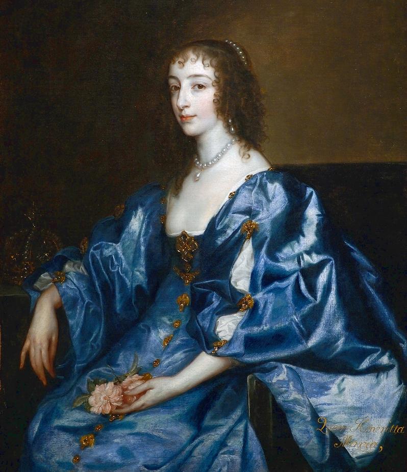The wife of Charles I, Henrietta Maria, depicted in a portrait by Anthony van Dyck, circa 1636 to 1638. The use of white lead or ceruse as a cosmetic was popular at court. (Public Domain)