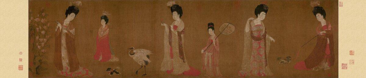 "Court Ladies Wearing Flowered Headdresses," painting by Zhou Fang, now kept in Liaoning Provincial Museum in China's northeastern city of Shenyang. (Public Domain)
