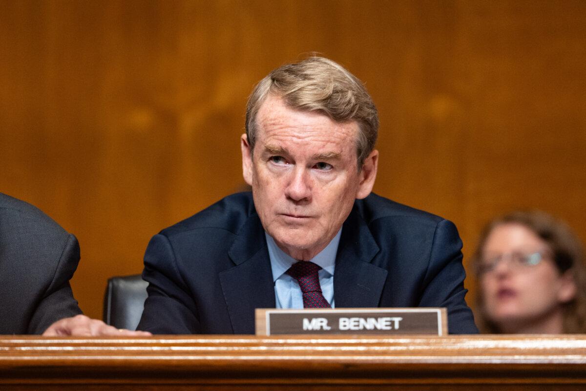 Sen. Michael Bennet (D-Colo.) speaks during a hearing with Health Secretary Robert F. Kennedy Jr. on Capitol Hill on Sept. 4, 2025. (Madalina Kilroy/The Epoch Times)