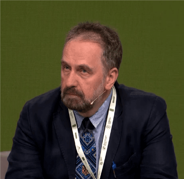 Professor Allen Dobrovolsky attending the United for Justice—United for Nature conference in Kyiv, Ukraine in 2023. (Courtesy of Allen Dobrovolsky)