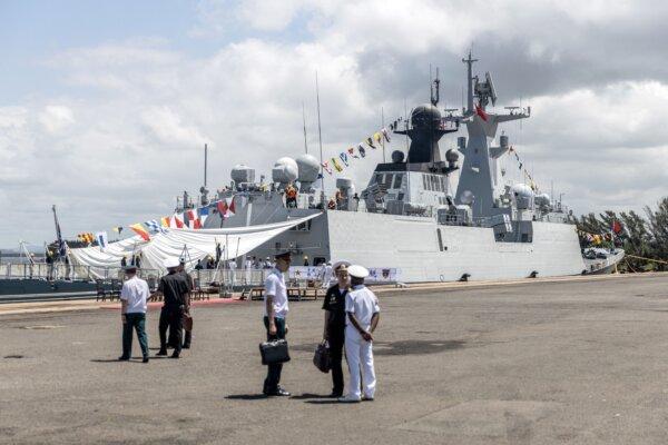 A general view of a Chinese military vessel docked at the port in Richards Bay, as South Africa embarked on a 10-day joint military exercise with Russia and China, in South Africa in February 2023. (Guillem Sartorio/AFP via Getty Images)