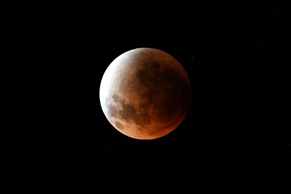 A full moon is seen over Sydney during a lunar eclipse on Sept. 8, 2025. (Saeed Khan/AFP via Getty Images)