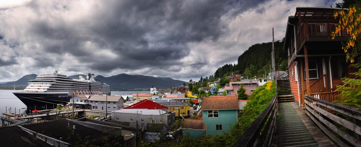 Ketchikan is famous for its colorful stilt houses and for housing the world's largest collection of standing totem poles. (Holland America Line)