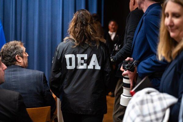 A Drug Enforcement Administration (DEA) agent at the Department of Justice in Washington on Feb. 12, 2025. (Madalina Vasiliu /The Epoch Times)