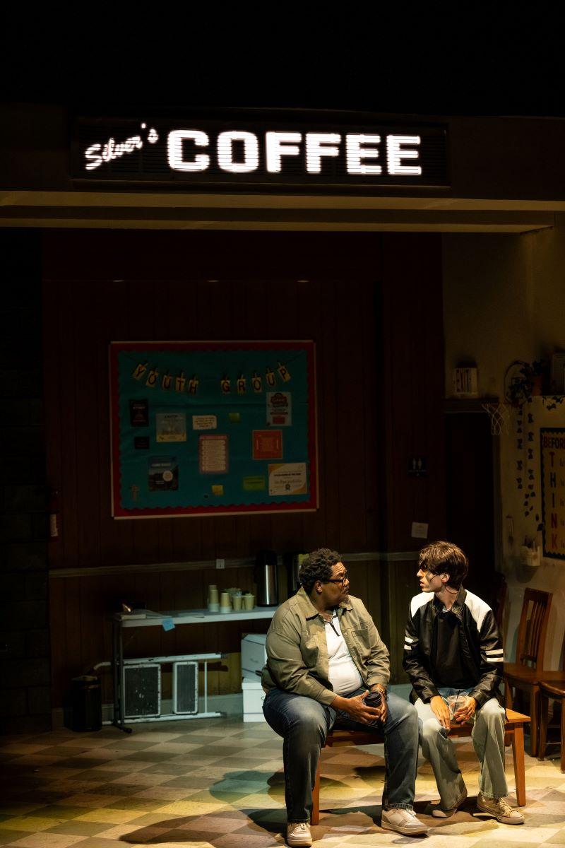 Cap (L), played by Bernard Holcomb, mentors Dean (Henry Ryeder), in "Sober Songs." (Shawn Salley)