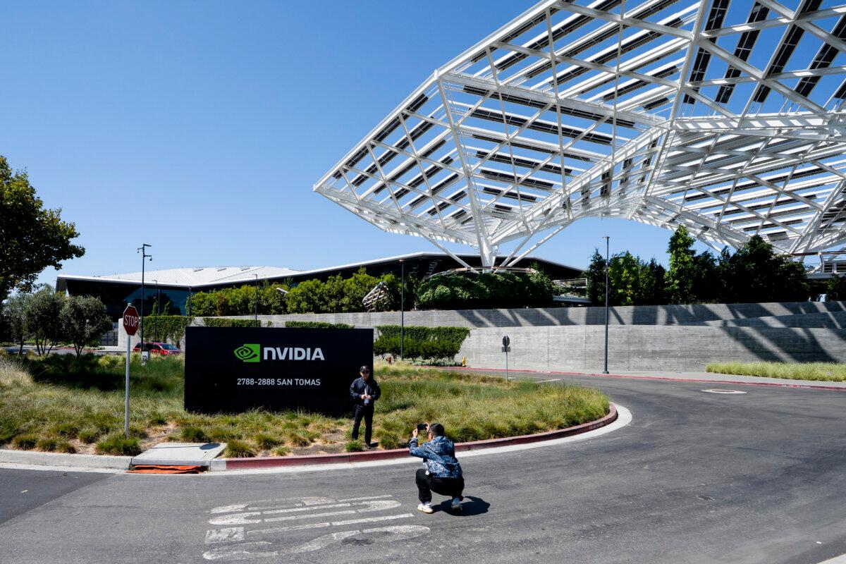 An exterior view of the Nvidia headquarters in Santa Clara, Calif., on July 26, 2025. (Photo by Gary Wang/The Epoch Times)