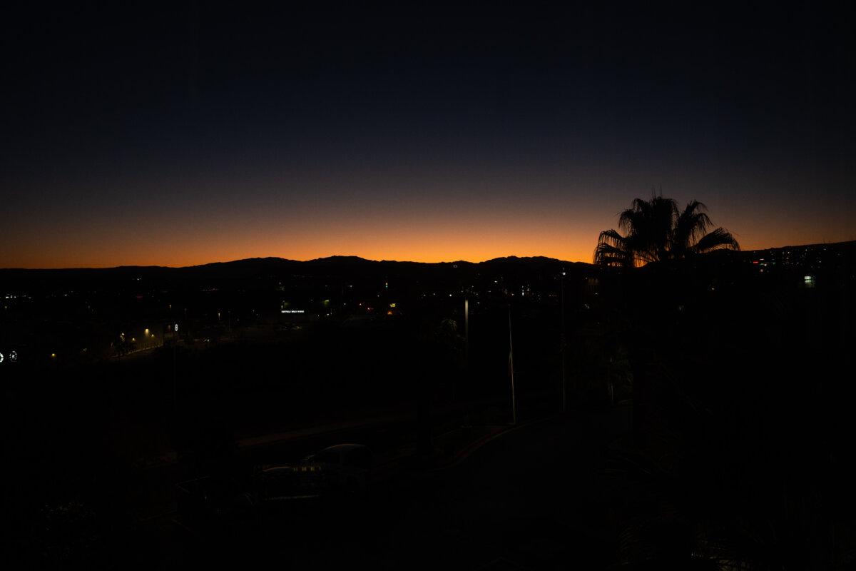 The sun sets in St. George, Utah, on Sept. 14, 2025. (Madalina Kilroy/The Epoch Times)