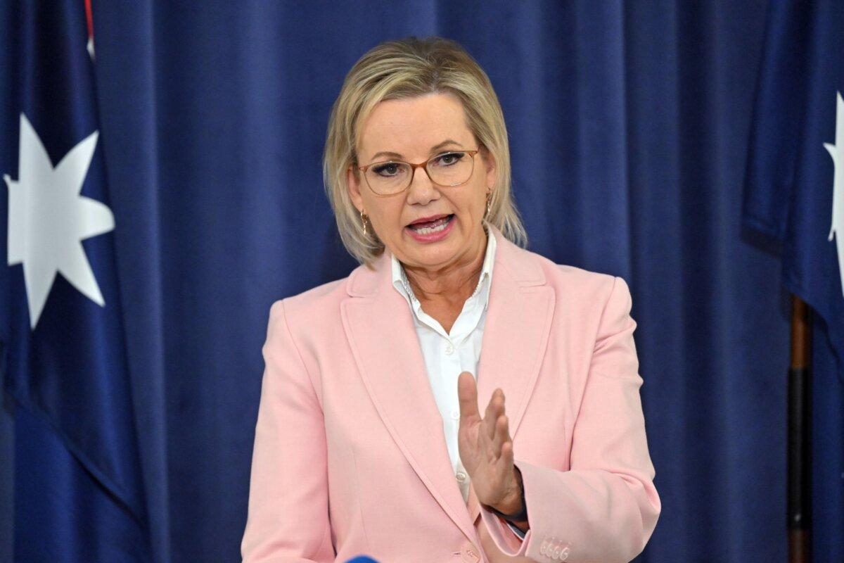 Leader of the Opposition Sussan Ley at a press conference at Parliament House in Canberra, Australia on Aug. 26, 2025. (AAP Image/Mick Tsikas)
