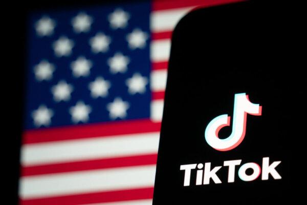 The TikTok logo and the flag of the United States are seen on screens in Hong Kong, on Jan. 18, 2025. (Anthony Kwan/Getty Images)