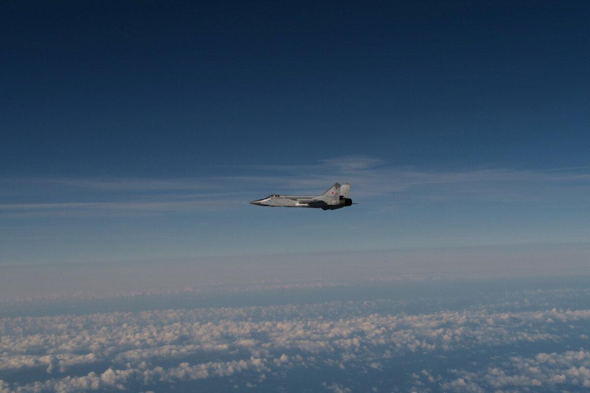 A photo released by the Swedish armed forces purports to show a Russian MiG-31 violating Estonian airspace on Sept. 19. (Swedish Armed Forces/Handout via Reuters)