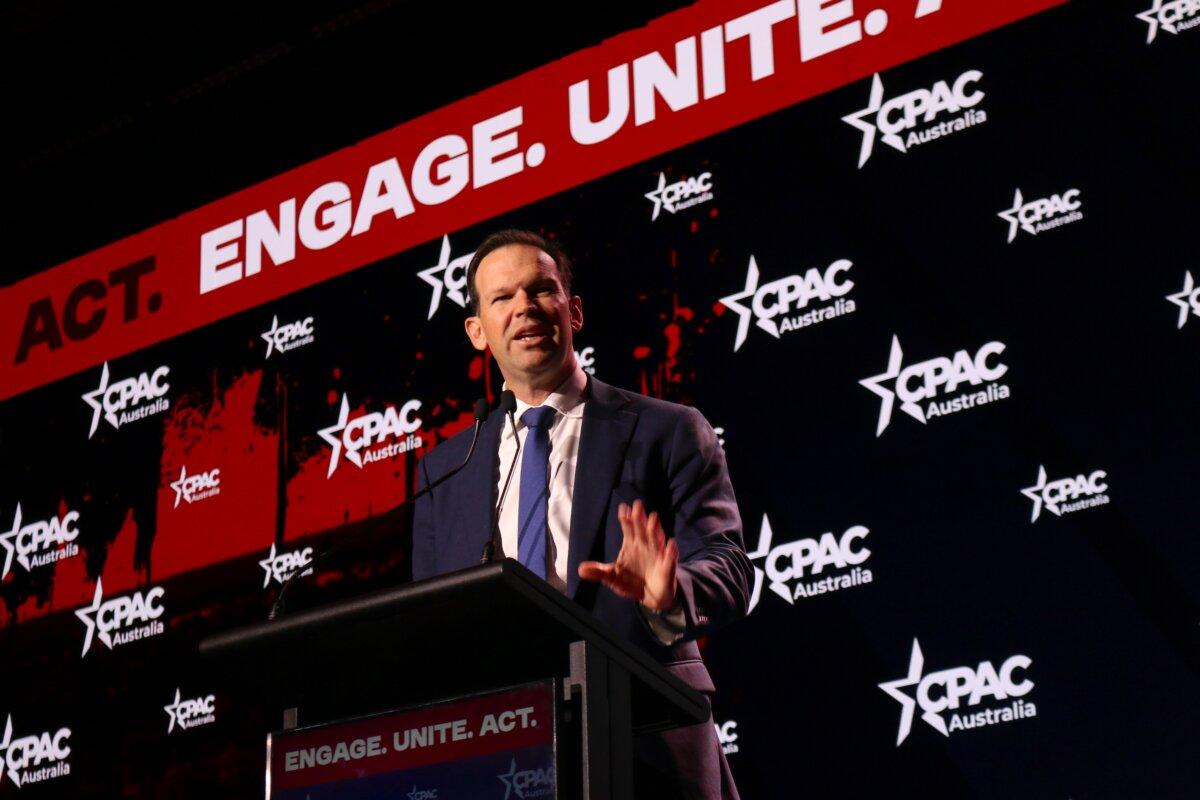 Australian National Senator Matthew Canavan speaks at the CPAC Australia conference at The Star in Brisbane, Australia, on Sept. 20, 2025. (Melanie Sun/The Epoch Times)