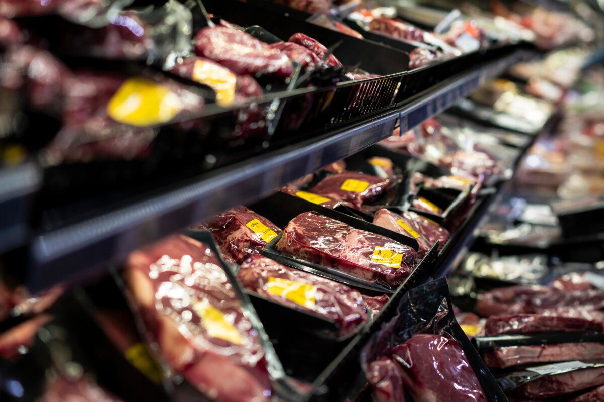 Meats on a shelf at a grocery store in Columbia, Md., on June 8, 2024. (Madalina Vasiliu/The Epoch Times)