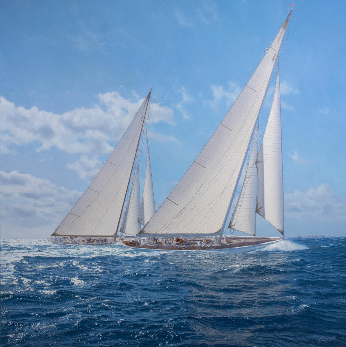 “Battle for Selection America's Cup Trials 1934,” 2025, by Shane Couch. Oil on canvas; 60 inches by 60 inches. (Courtesy of Shane Couch)