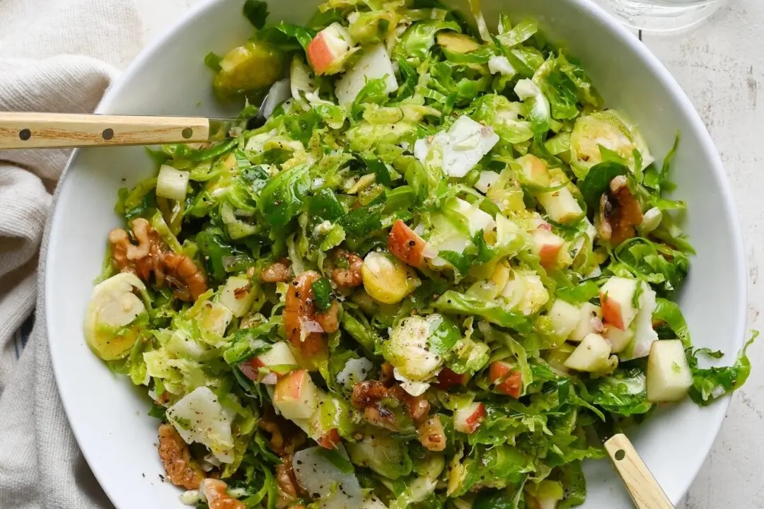 Brussels Sprout Salad With Apples, Walnuts, and Parmesan