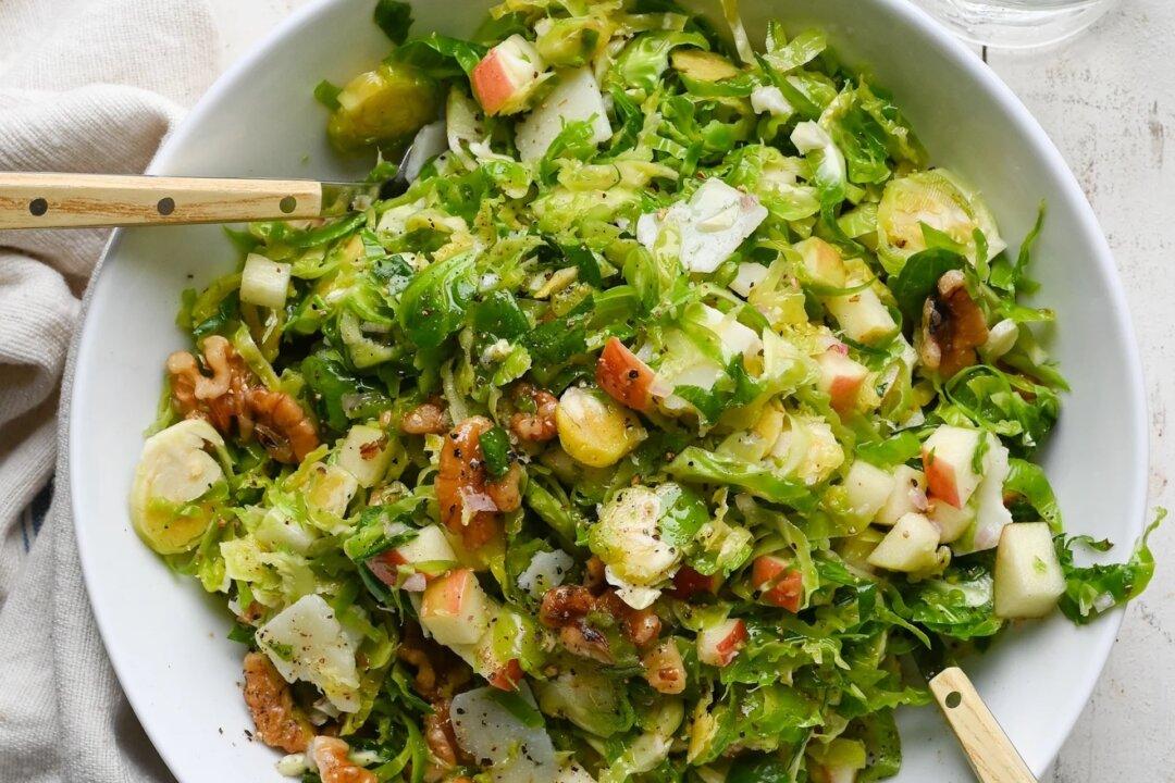 Brussels Sprout Salad With Apples, Walnuts, and Parmesan