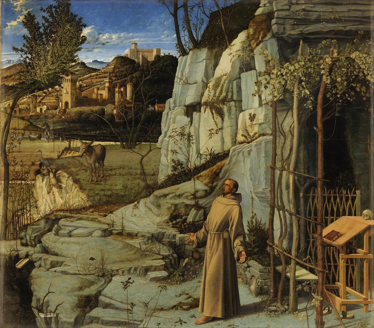 "Saint Francis in the Desert," circa 1475–1480, by Giovanni Bellini. Oil on panel; 49 1/16 inches by 55 7/8 inches. The Frick Collection, New York City. (Public Domain)