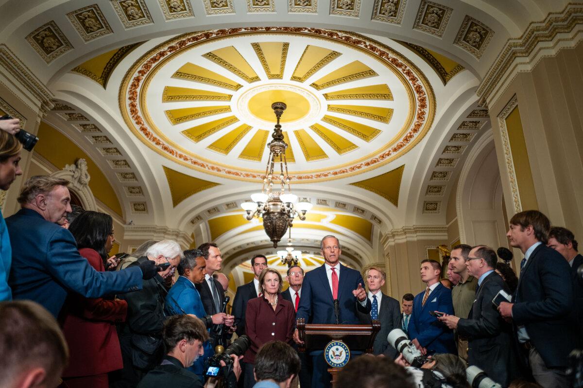 Government Shuts Down After Lawmakers Fail to Reach Funding Deal 2 Senate Majority Leader John Thune (R-S.D.), joined by other Senate Republicans, speaks to reporters as the government is on the verge of shutdown amid a partisan standoff, on Capitol Hill in Washington on Sept. 30, 2025. (Madalina Kilroy/The Epoch Times)